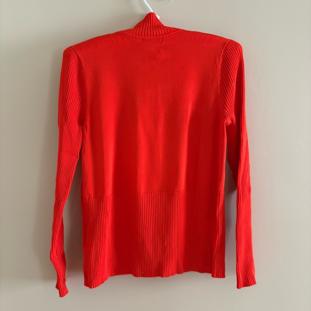Ganni Red Ribbed Quarter-Zip - Picture 4 of 5